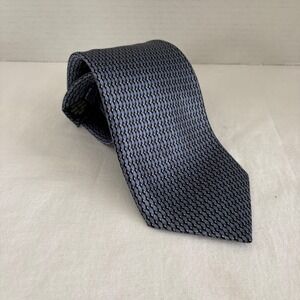 Jimmy Z Mens Blue Black Geometric Diamond Pattern 100% Silk Hand Made Necktie